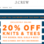 this just in: 20% off tees at j.crew